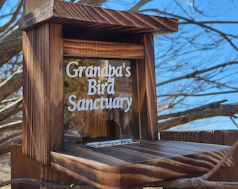 Comedero para pájaros de madera personalizado, monumento conmemorativo personalizado