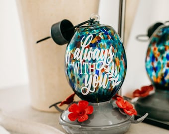 Comedero para colibríes de vidrio soplado a mano: decoración de jardín personalizada