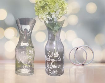 Personalized Clear Glass Vase for Wedding, Anniversary & Birthday Table Centerpieces