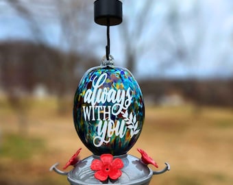 Comedero para colibríes personalizado, pequeño, de vidrio soplado a mano, regalo para observadores de aves