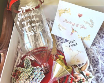 Sympathy Gift Set Hummingbird Feeder Thinking of You Personalized Memorial