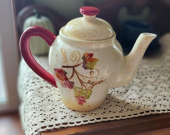 Vintage Ceramic Tea Pot Autumn Harvest Decor Thanksgiving Host Gift