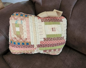 Pumpkin Throw Pillow from Patch Work Quilt - Gift for Just a Girl Who Loves Fall