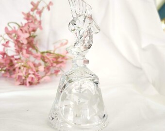 Hummingbird Art Decor Etched Crystal Glass Bell Avon Collectible