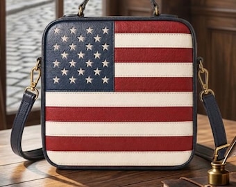Bolso bandolera de piel con la bandera estadounidense – Bolso de hombro patriótico de EE. UU. para mujer