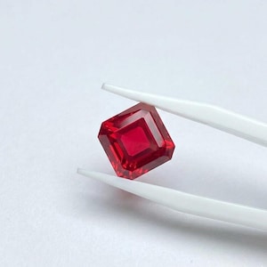 Blood Red Ruby Asscher-cut faceted Loose gemstone for making jewelry..