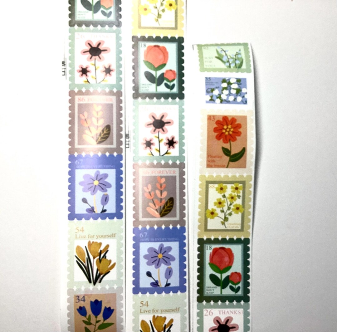 Set of 30 Flower Stamp Stickers, 10 Designs, Crafting Supplies - Etsy