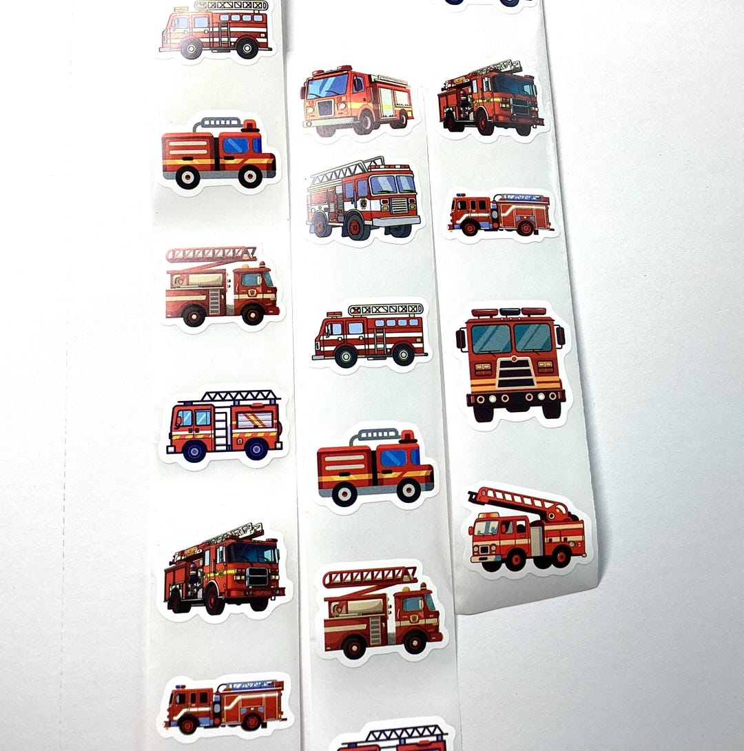 Small Fire Truck Stickers 10 Designs Sold in Sets of 30 - Etsy