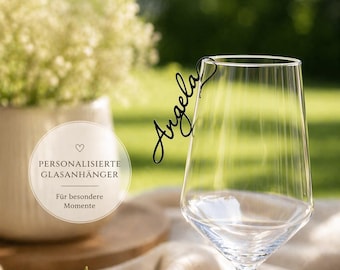 Namensschild Einhängen ins Glas | Line Art | Glasmarkierer | Hochzeit | Geburtstag | Party | Firmenfeier | Namenschild am Glas | Platzkarten