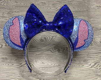 Stitch Minnie Ears, Stitch Mickey Ears, Minnie Mouse Ears, Experiment 626, Stitch Headband, Disney Headband, Lilo and Stitch Ears