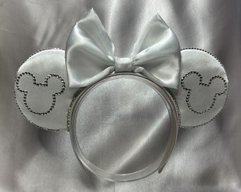 Rhinestone Mickey Ears, Rhinestone Minnie Ears, Wedding Ears, Wedding Mouse Ears, Bridal Mouse Ears, Bejeweled Mickey Ears, Minnie Ears