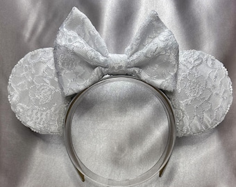 Bride Mouse Ears, Wedding Mouse Ears, Bride Minnie Mouse Ears, Bridal Minnie Ears, Bride Ears, Minnie Mouse Ears, Wedding Minnie Mouse Ears