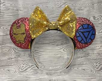 Iron Man Mouse Ears, Iron Man Mickey Ears, Iron Man Minnie Ears, Iron Man Mouse Ear Headband, Avengers Mouse Ears, Marvel Mouse Ears