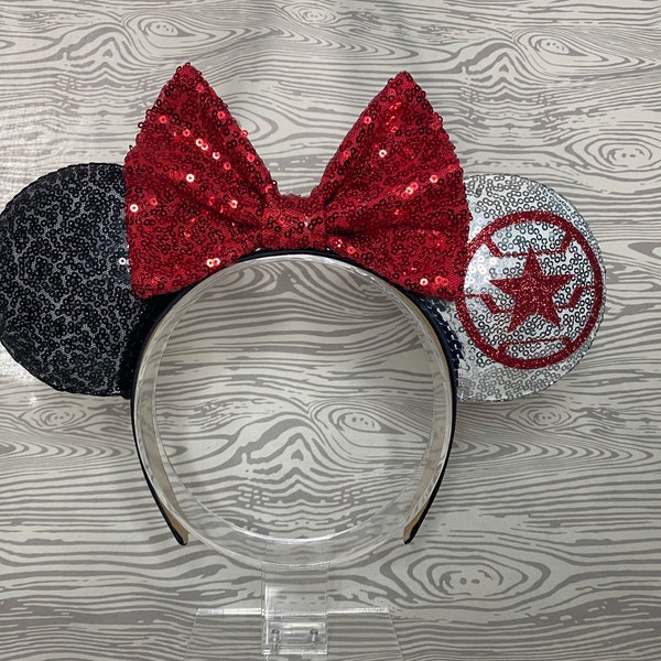 Winter Soldier Mouse Ears, Bucky Barnes Mouse Ears, Winter Soldier Mouse Ear Headband, Bucky Barnes Mouse Ear Headband, Mickey Mouse Ears
