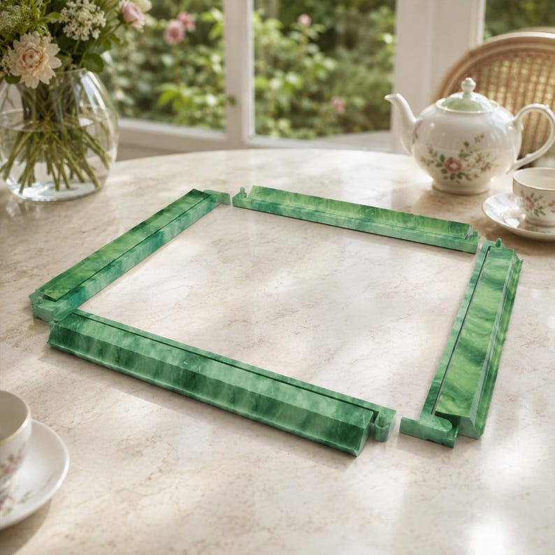 Jadegrönt Mahjong-skenset, amerikanskt Mahjong-ställ i akryl, spelbord för bröllopshelgen, present till brudföljet bild 7