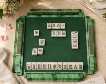 Jade Green Mahjong Rail Set, Acrylic American Mahjong Rack, Wedding Weekend Game Table Gift for Bridal Party