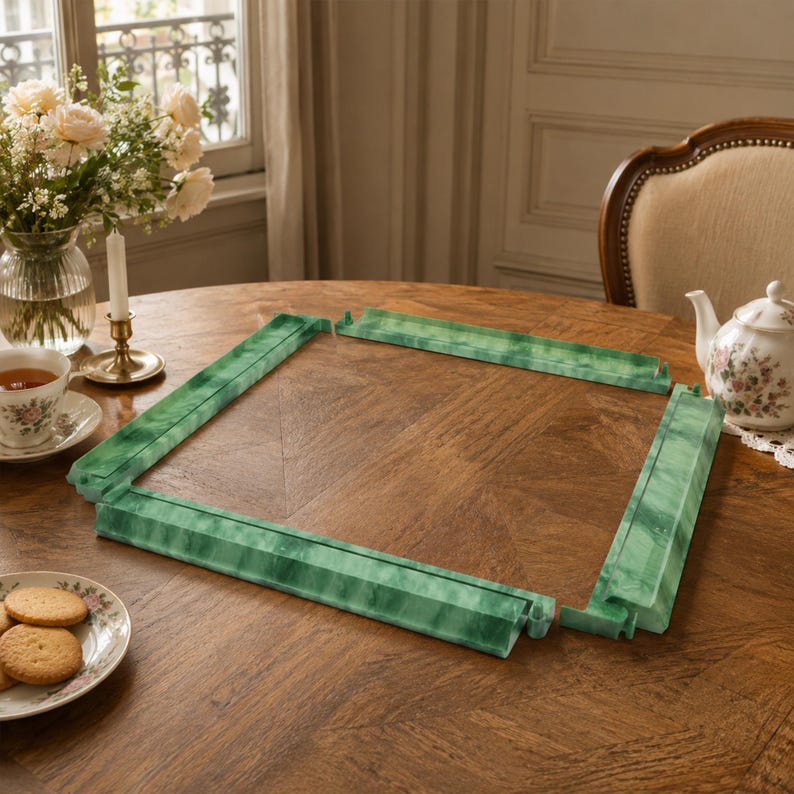 Jadegrönt Mahjong-skenset, amerikanskt Mahjong-ställ i akryl, spelbord för bröllopshelgen, present till brudföljet bild 8
