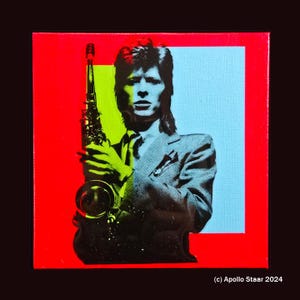 DAVID BOWIE Mini 6&quot;x6&quot; Pop Art Painting Ziggy Stardust Rebel Rebel Thin White Duke Aladdin Sane Young Americans 1970s Glam Rock England UK