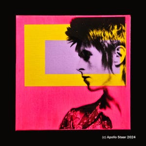 DAVID BOWIE Mini 6&quot;x6&quot; Pop Art Painting Ziggy Stardust Rebel Rebel Young Americans Aladdin Sane Thin White Duke 1970s Glam Rock England UK
