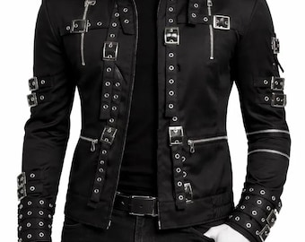 Veste métal rock concert Michael Jackson | MJ Mauvais Album | Blouson militaire multi-bretelles Bad Era