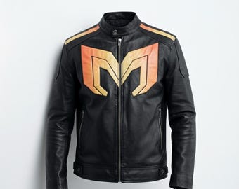Veste en cuir inspirée du costume de Mecha Man Dispatch – Veste en noir et or cosplay Robert Robertson