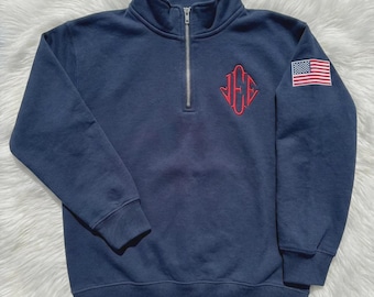 Sweat-shirt zippé inspiré du quartier Jefrey JEE | Pull unisexe bleu brodé en mélange de polaire | Déguisement mème viral