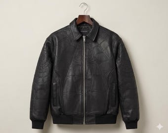 Costume de veste en cuir noir inspiré de Spider-Man - Veste mode unisexe - Costume de cosplay cadeau pour lui et elle