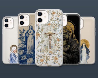 Funda de teléfono con la Virgen María, católica y cristiana, para iPhone 17, 16, 15, 14 y 13, Samsung S25Fe, S24, S23, S22, A16, A26, A56, Pixel 9Pro, 8A.