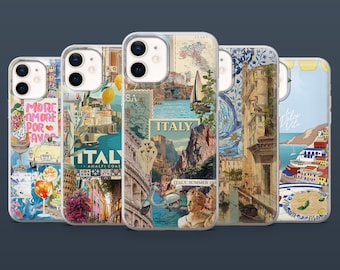 Funda de teléfono italiana Amalfi La Dolce Vita para iPhone 16, 15, 14, 13, 12, Samsung S25Fe, S24, S23, S22, A16, A26, A56, Pixel 9Pro, 8A.