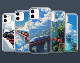 Funda para teléfono con diseño de tren y viajes de aventura para iPhone 17, 16, 15, 14 y 13, Samsung S25Fe, S24, S23, S22, A16, A26, A56, Pixel 9Pro y 8A.