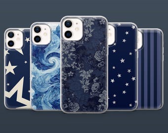 Funda de teléfono azul marino con cubierta azul oscuro para iPhone 16, 15, 14, 13, 12, Samsung S25Fe, S24, S23, S22, A16, A26, A56, Pixel 9Pro, 8A,