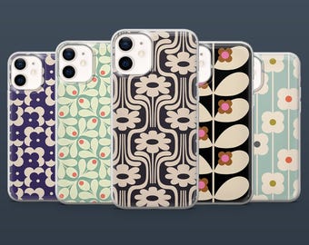 Funda de teléfono Orla Kiely con diseño floral moderno para iPhone 17, 16, 15, 14 y 13, Samsung S25Fe, S24, S23, S22, A16, A26, A56, Pixel 9Pro y 8A.
