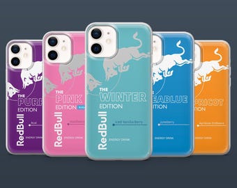 Funda para teléfono Red Bull con diseño de bebida energética para iPhone 17, 16, 15, 14 y 13, Samsung S25Fe, S24, S23, S22, A16, A26, A56, Pixel 9Pro y 8A.