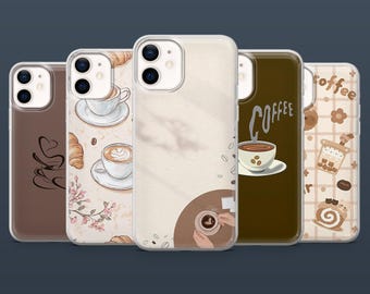 Funda para teléfono Coffee con diseño ondulado marrón para iPhone 16, 15, 14, 13, 12, Samsung S25Fe, S24, S23, S22, A16, A26, A56, Pixel 9Pro, 8A.