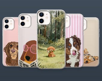 Funda para teléfono con diseño de cachorro de perro para iPhone 16, 15, 14, 13, 12, Samsung S25Fe, S24, S23, S22, A16, A26, A56, Pixel 9Pro, 8A.