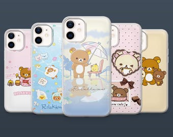 Funda de teléfono Rilakkuma Kawaii Korilakkuma para iPhone 17, 16, 15, 14, 13, Samsung S25Fe, S24, S23, S22, A16, A26, A56, Pixel 9Pro, 8A,