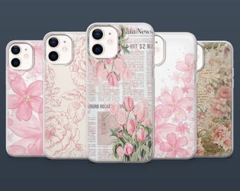 Funda para teléfono con diseño floral rosa claro para iPhone 17, 16, 15, 14 y 13, Samsung S25Fe, S24, S23, S22, A16, A26, A56, Pixel 9Pro y 8A.