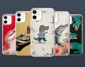 Funda de teléfono con diseño de cocodrilo para iPhone 17, 16, 15, 14 y 13, Samsung S25Fe, S24, S23, S22, A16, A26, A56, Pixel 9Pro y 8A.