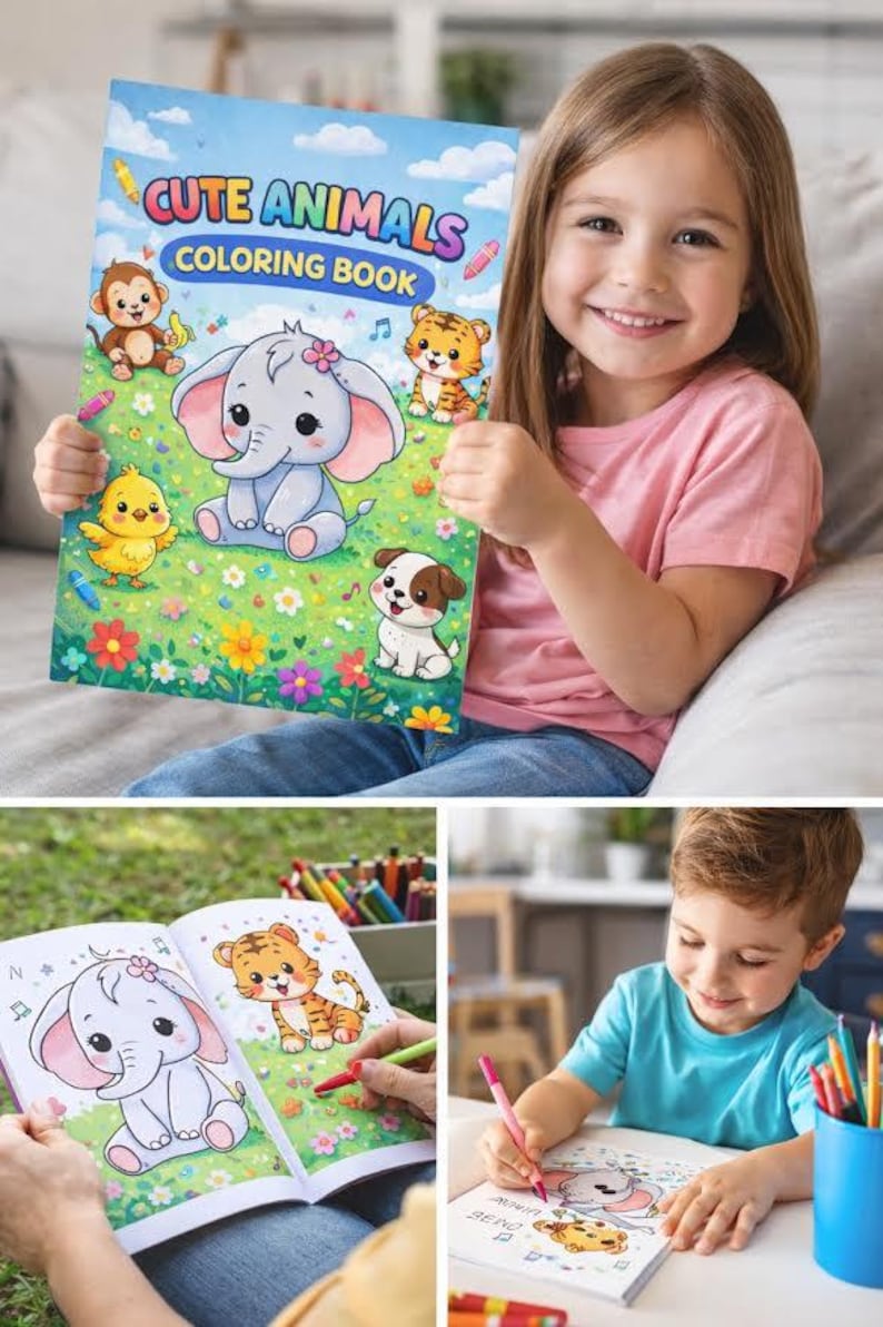 Cute Animals Coloring Book for Kids / Printable Pdf / Digital Download ...