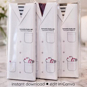 Chocoladeverpakking medische afstuderen – laboratoriumjas, receptontwerp (bewerkbaar, direct downloaden)