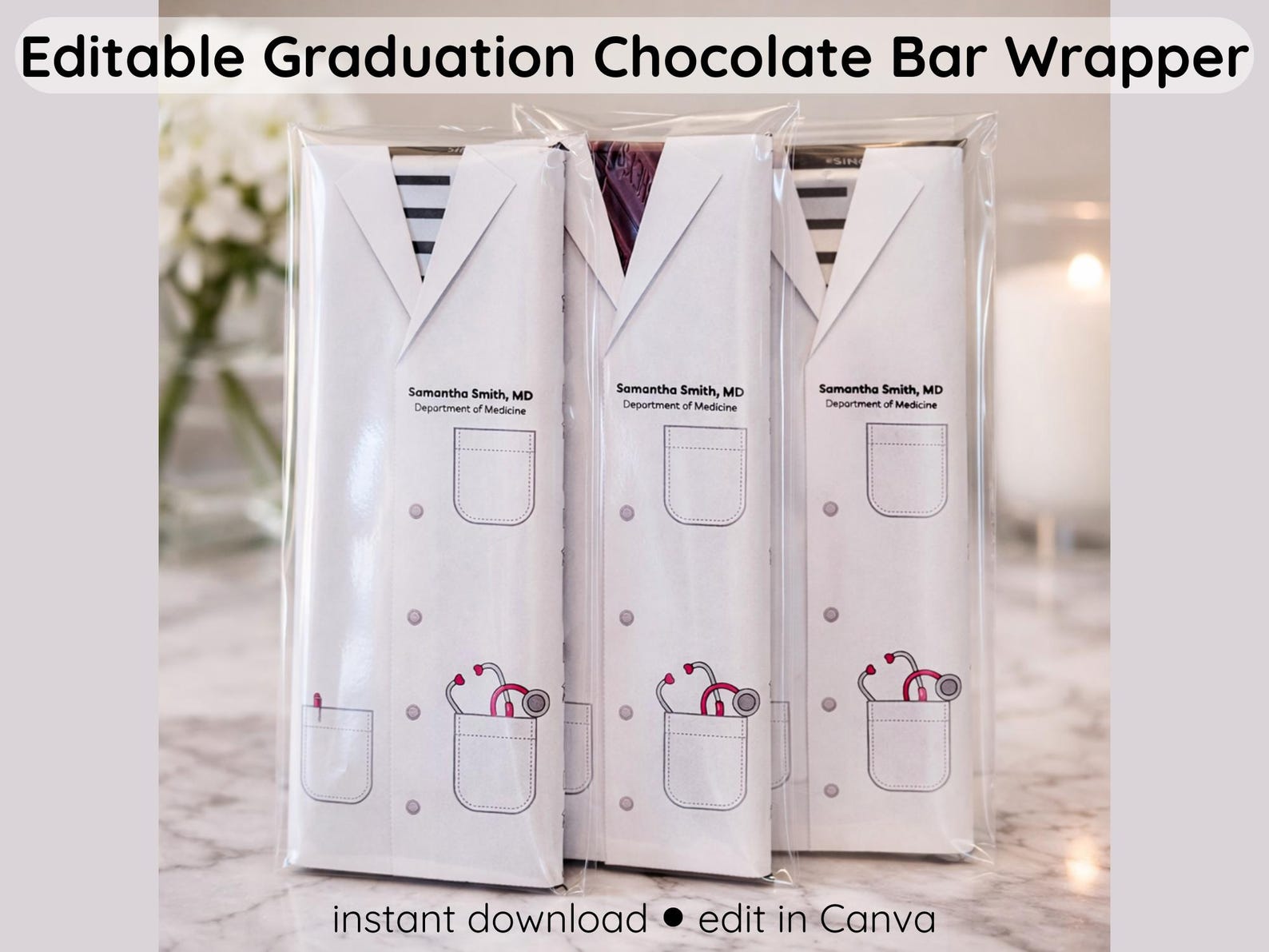Medical Graduation Chocolate Wrapper – Lab Coat, Prescription Design ...
