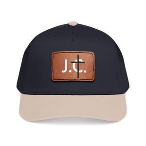 J.C. Initial Leather Patch Baseball Cap | Monogram Rectangle Patch