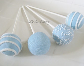 Cake Pops: Blue Baby Shower Cake Pops Made to Order with High Quality Ingredients, 1 dozen