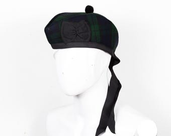 Chapeau Black Watch - Chapeau Glengarry en laine écossaise fait main - Casquette kilt Black Watch militaire Piper - Chapeau kilt tartan dans toutes les tailles