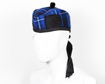 Chapeau Glengarry bleu Ramsey - chapeau bleu Ramsey écossais - cornemuseur militaire bleu Ramsey - chapeau kilt tartan bleu Ramsey dans toutes les tailles