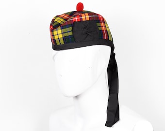 Casquette écossaise Buchanan tartan - chapeau Glengarry écossais fait main - casquette militaire Piper Buchanan - chapeau kilt tartan dans toutes les tailles