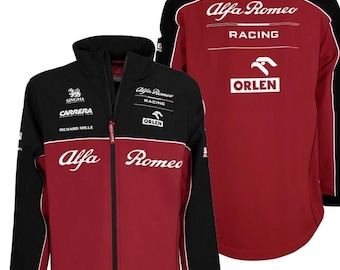 Alfa Romeo F1 Racing Jacket Formula 1 Team Jacket Motorsport Streetwear Vintage Style Maroon Black Jacket Unisex Gift for F1 Fans