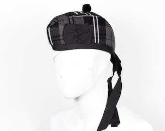 Casquette tartan moderne avec montre grise - Chapeau Glengarry moderne montre grise - Casquette militaire Piper moderne avec montre grise - Kilt tartan dans toutes les tailles