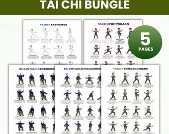 Ultimate Tai Chi Workout Bundle, Walking Tai Chi for Seniors and Beginners, Chair Exercises Chart, Workout Plan Printable PDF