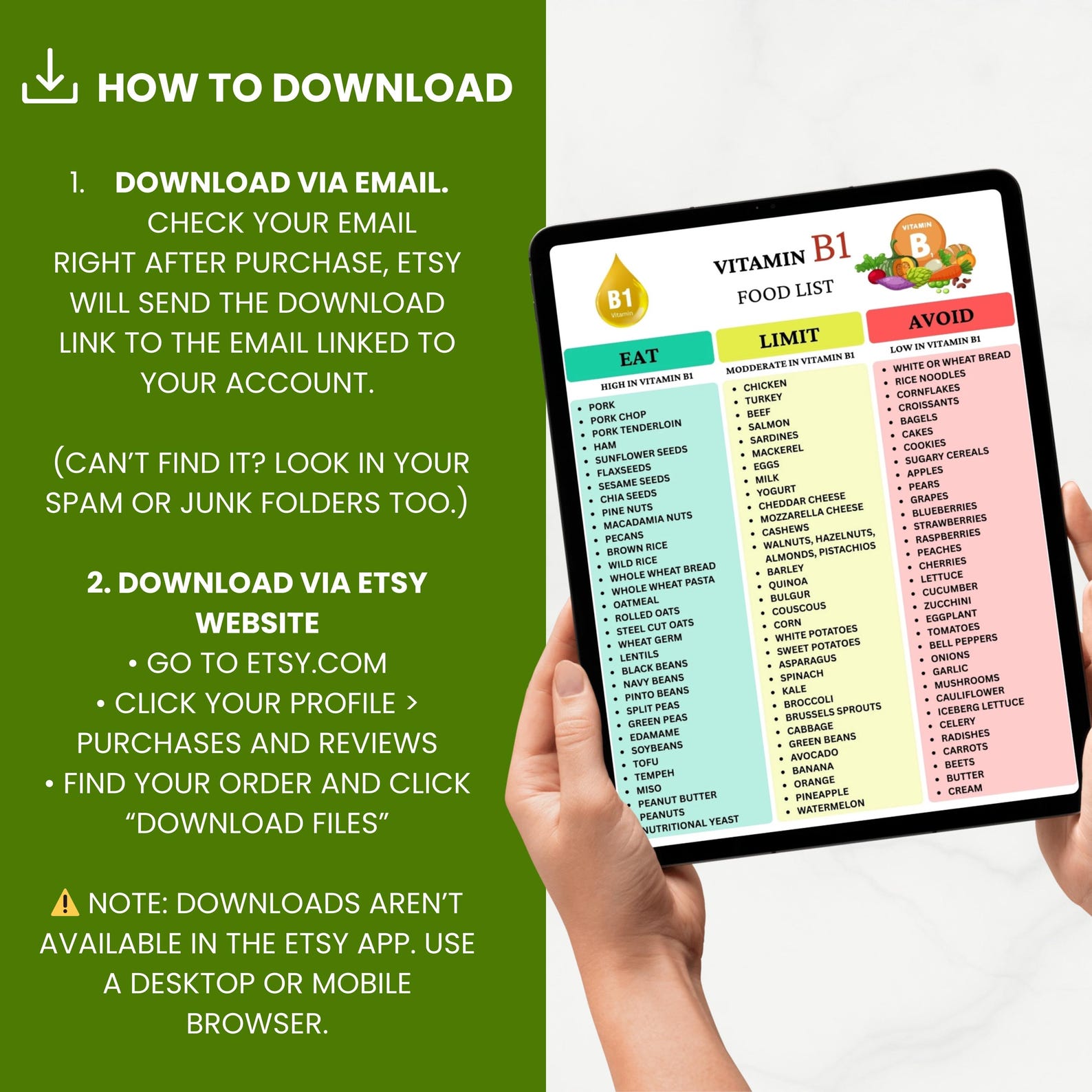 Vitamin B-complex Food List, B Sources Chart (PDF Download A4/US Letter ...